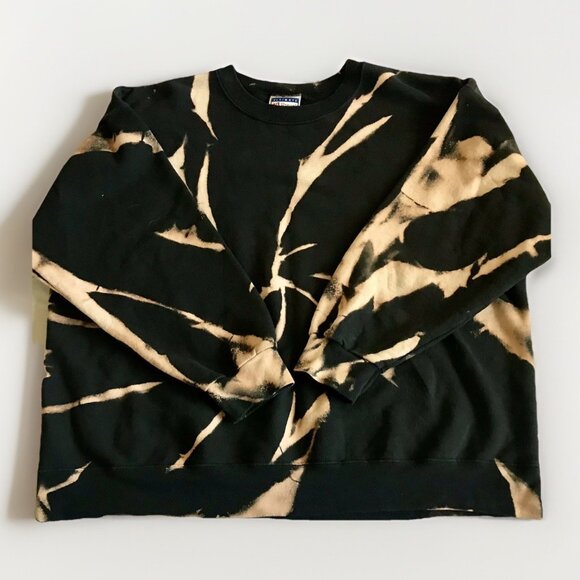 Vintage Hanes Bleach Tie Dye Swirl Crewneck Sweatshirt Custom Upcycle Size 2XL - Picture 7 of 7